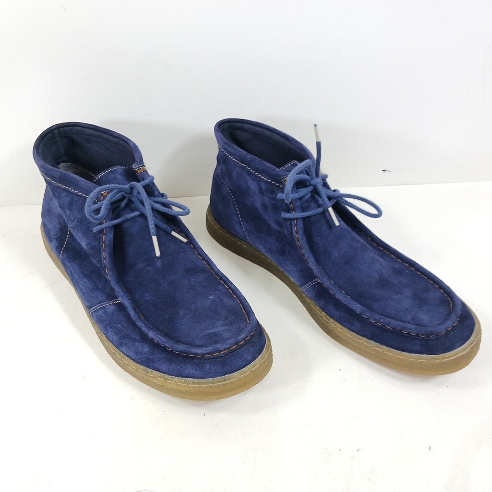 Hush Puppies Mens Blue Suede Chukka Boots Moc Toe Gum Sole Mid Top Shoes Size 11 - Picture 6 of 10